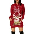 thumbnail image 2 of Chandail en Molleton de Noël pour Femmes, Cardigan à Col Rond Chaud, Veste de Mode à Capuche, Fermeture Mi-Longue, Imprimé de Vacances, Pull à Manches Longues, Pull de Noël, 2 of 6