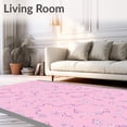 thumbnail image 2 of ODIKA 5'x7' Machine Washable Non-Slip Area Rug, Whimsical Cat Tunnel Maze with Playful Paw Motifs and Interlocking Trails High Traffic Rug with Pad, Pink, 679397, 2 of 8