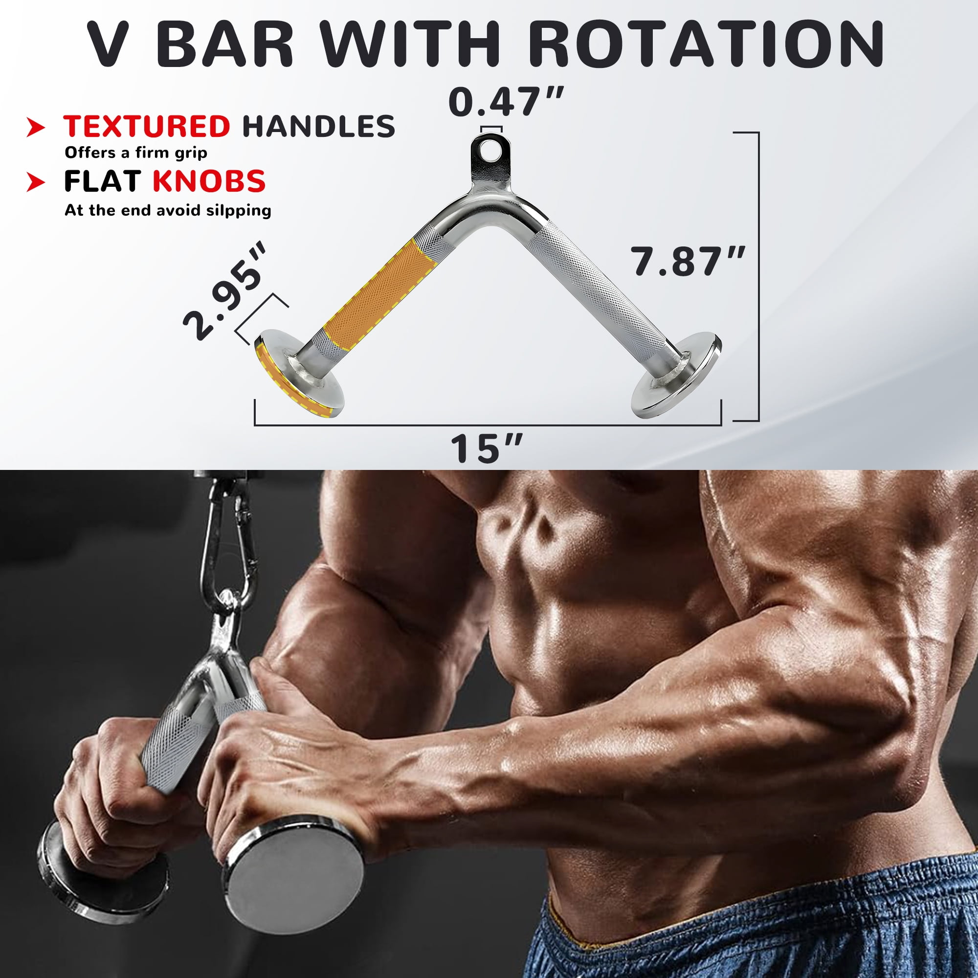 BalanceFrom Cable Handle Attachments for Pulley and Cable Systems, Functional Trainers, and Lat Pulldown Machines - Universal Fit