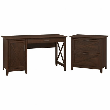 UPC: 0042976047948 | Bush Furniture 54W Computer Desk w/Storage a& 2 Drawer Lateral File Cabinet Cherry KWS008BC