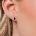 thumbnail image 3 of Gem Stone King 14K White Gold Blue Sapphire Stud Basket Setting Earrings | 1.23 Cttw | Gemstone September Birthstone | Octagon 6X4MM | Double Notch | Gold Earrings for Women Men, 3 of 6