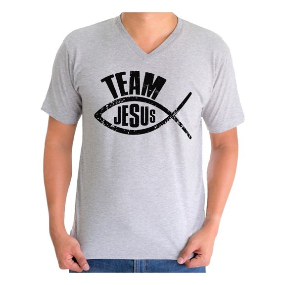 Awkward Styles Team Jesus Vneck Shirt for Men Christian Shirts Christian Black Clothes for Men Team Jesus T-Shirt Fish Tshirt for Men Christian Gifts Jesus Shirts Jesus Clothing Collection for Men