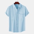 thumbnail image 4 of Taqqpue Men's Short Sleeve Button Down Shirts Casual Solid Color Cotton Linen Shirts Lightweight Quick Dry Vacation Beach Summer Blouse Tops with Pocket, 4 of 8