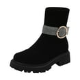 thumbnail image 1 of HBFAGFB Womens Ankle Boots Thick Bottom Side Button Ladies Fashion Fall Boots Daily Wear Black Size 39, 1 of 8