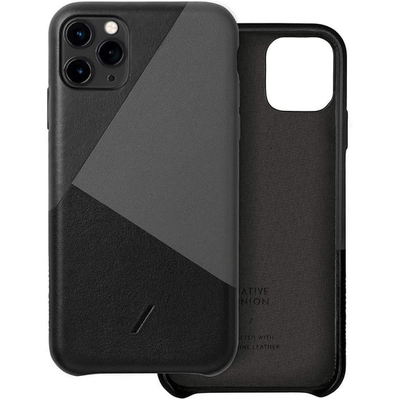 Native Union Clic Marquetry Case - Handcrafted with Italian Nappa Leather Cover Fully Wrapped Leather Finish for Sleek Protection- Compatible with iPhone 11 Pro Max (Black)