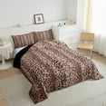 thumbnail image 4 of Manfei Aesthetic Brown Queen Comforter Set, Leopard Cheetah Print Bedding Sets, Wild Animal Bedding Comforter Set, Lightweight Room Decor Reversible 3-Piece, 4 of 8