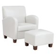 thumbnail image 1 of Aiden Chair & Ottoman Cream Faux Leather with Medium Espresso Legs, 1 of 7