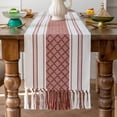 thumbnail image 1 of Isvgxsz Clearance Linen Table Cloth Rectangle Table Embroidered Tassel, Waterproof Burlap Tablecloth for Dining, Neutral Rustic Cream Table Cloth for Party Picnic Camping Barbecues, Oblong, 1 of 3