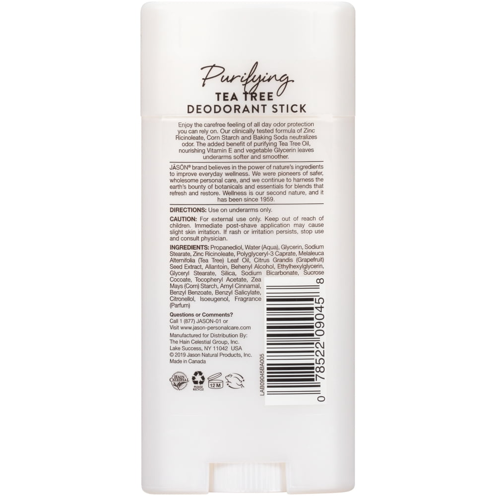 JASON Tea Tree Deodorant Stick, 2.5 oz, Pack of 3