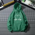 thumbnail image 2 of Sudadera larga con cremallera Gibobby con capucha y bolsillos estampado de amor para mujer Verdinegro XXL, 2 of 3