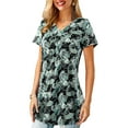 thumbnail image 2 of Amoretu Women Short Sleeve Shirt Flowy Tunic Top Casual Paisley Blouse Black L, 2 of 5