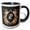 Black/White, variant on 3drose, Chic Monogram Letter R in a Gold Flowered Frame on Black, 11oz Two-tone Green Mug
