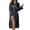 Black, variant on Women's Fashion Long Sleeve Solid Color Cardigan Bathrobe - Homewear Nightgown, Gold, XXL
