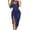 Dark Blue, variant on Women's Tunic Tank Bodycon Dress Solid Color Sleeveless Strap Midi Sundress Side Split Hem Ruch Wrap Cocktail Party Dresses