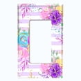 thumbnail image 5 of Metal Light Switch Plate Cover Floral Pastel Teal Striped Pattern FLW010, 5 of 13
