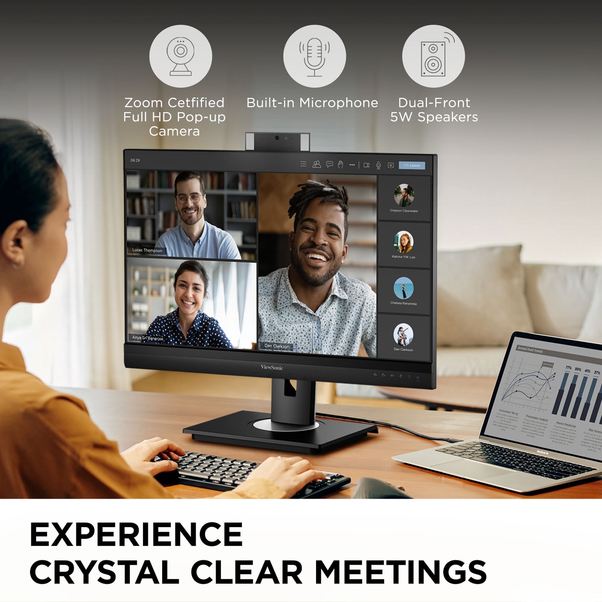 ViewSonic VG2757V-2K 27" 1440p Video Conference Docking Monitor