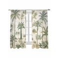 thumbnail image 2 of Sheer Curtains 63 Inches Long, Palm Tree Light Filtering Window Curtains for Living Room, Sage Green Tropical Nature Plant Watercolor Rod Pocket Voile Sheer Curtain Drapes, 52"W x 63"L, 2 Panels, 2 of 8