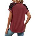 thumbnail image 3 of DYMADE Women Minimalist Lace Summer Tops Short Sleeve V-Neck T-Shirts, 3 of 4