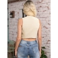 thumbnail image 3 of Cropped Suit Vest for Women Button Up Business Casual Dressy Waistcoat Vest Tops Cream White M, 3 of 5