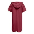 thumbnail image 5 of TYGHBN Women Summer Casual Fashion Short Sleeve Soild Color Hooded Long Double Pocket TShirt Top Set Shirt Blank Athletic Shirts Tech Pack Shirts for Women Tall Short Sleeve Tee Tops Womens Tee Tops, 5 of 6
