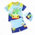 thumbnail image 1 of Curenmufel Boys Rashguard Swim Set Swim Suits Rash Guard Bathing Suit Set 2 Pcs Holiday Size 6-7 Years (Green,6-7 Years), 1 of 6