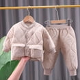 thumbnail image 4 of Godderr 2PCS Newborn Toddler Fall Winter Clothing Set Baby Girls Thickened Solid Color Cotton Jacket +cotton Pants Outfit for 6 Months-4 Years, 4 of 6