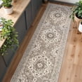 thumbnail image 2 of Washable Oriental Hallway Runner Rug - 3x12 Rugs for Living Room Soft Carpet for Bedroom Kitchen Waterproof Floral Distressed Indoor Stain Resistant Non-Shedding Floor Carpets (Beige, 3X12), 2 of 11