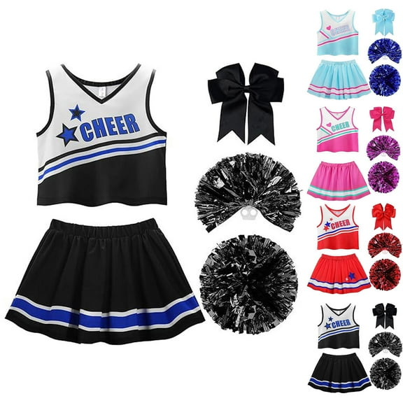 Ulanda Cheerleader for Girls Cheer Uniform Outfit (Red, 100)