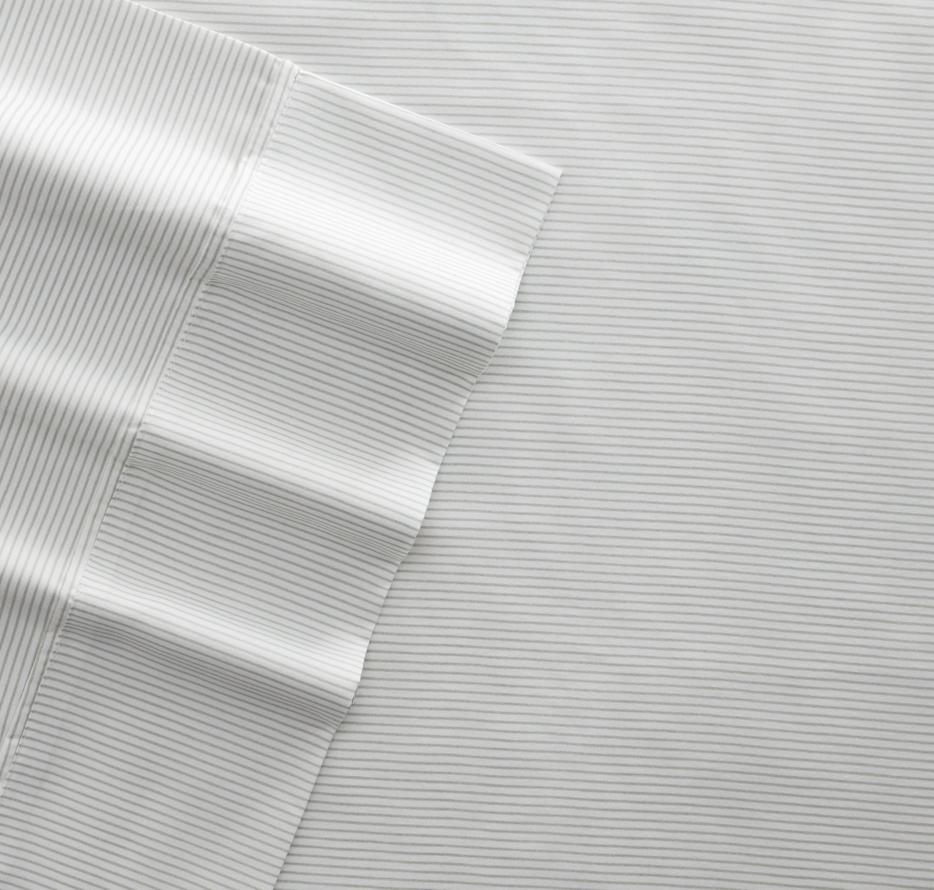 Noble Linens 4 Piece Pattern Microfiber Bed Sheets Set, Light Gray Pinstriped, King