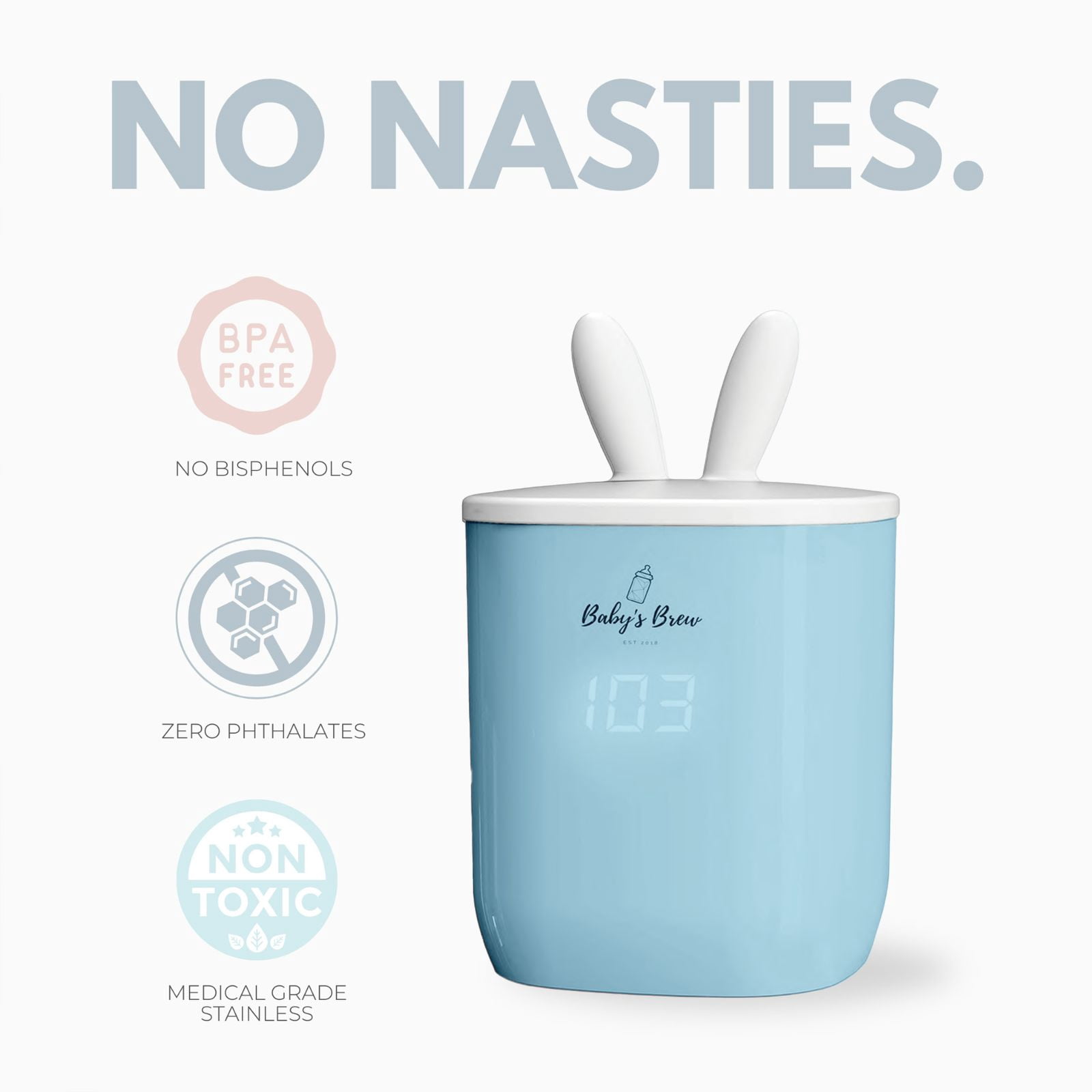 Portable Baby’s Brew Blue Bottle Warmer – USB-C Rechargeable, Cordless Feeding On-the-Go