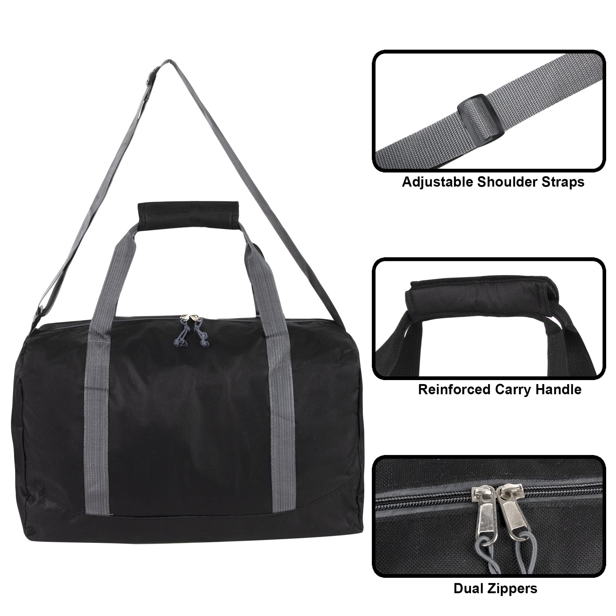 24 Pack 30 Liter Capacity Unisex Duffel Bags with Handle and Luggage Shoulder Strap for Gym, Travel and Commuting in Black