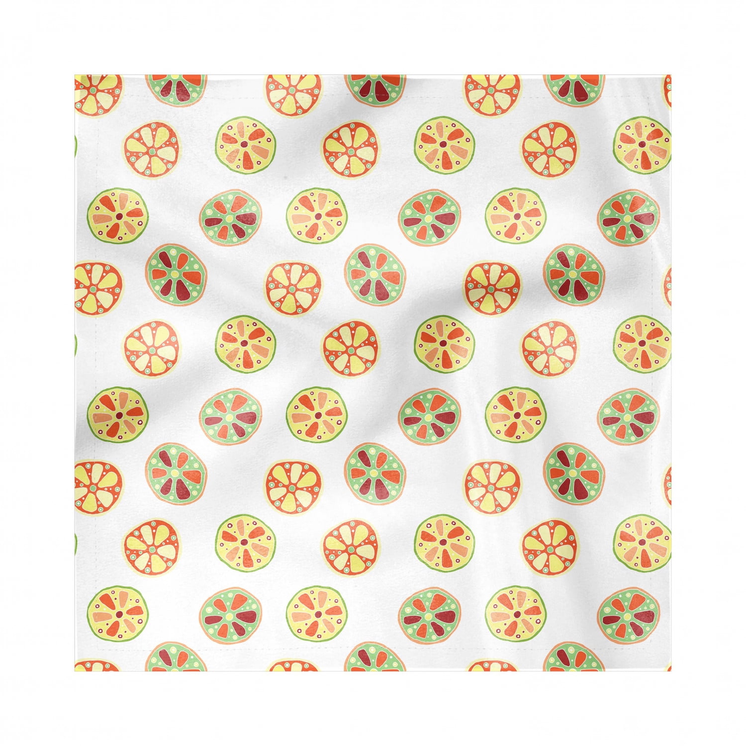 Lemons Decorative Napkins Set of 4, Childish Colored Hand Drawn Slices
