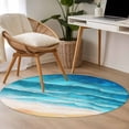 thumbnail image 5 of Ocean Waves Round Living Room Rugs 3.3 ft, Abstract Gradient Orange Teal Waves Beach Washable Area Rug with Non-Slip Sturdy Edge Binding Round Front Door Mat Floor Carpet for Entryway, 5 of 9