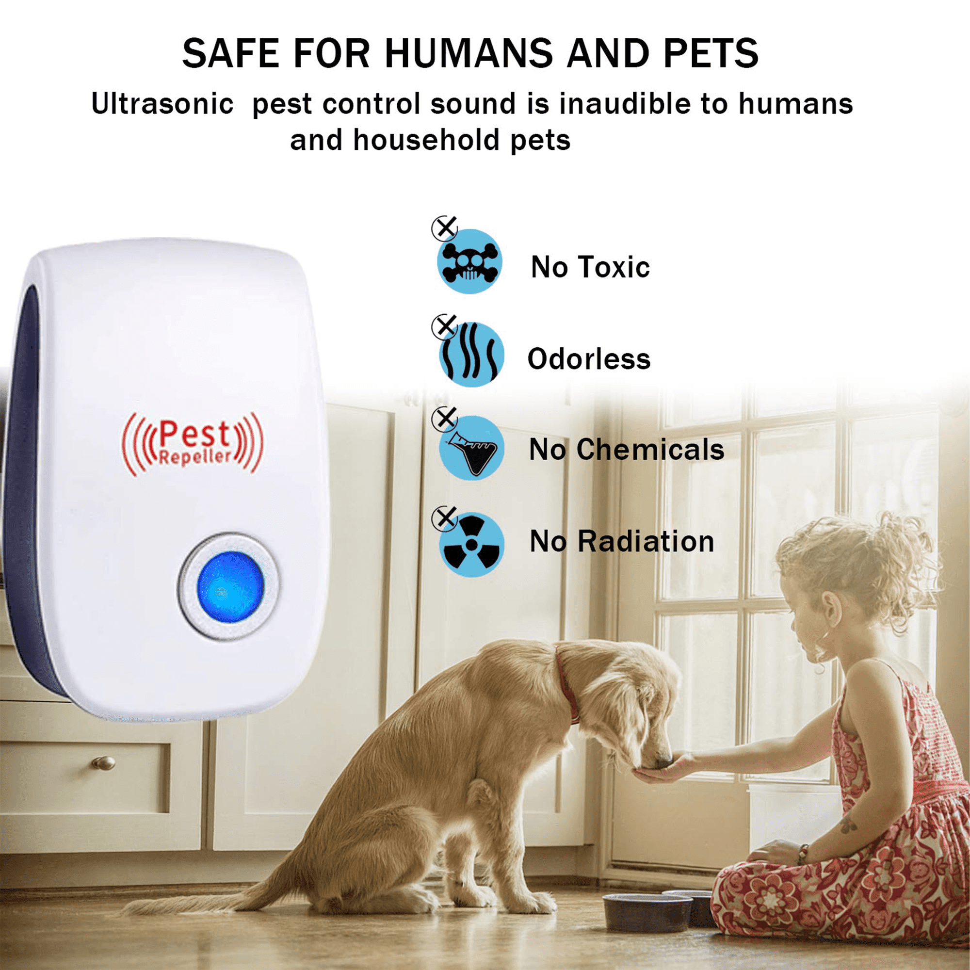 BugBust Ultrasonic Pest Repeller - Pest Repellent Pest Control Plug in Indoor Pests for Mosquito, Insects,Cockroaches, Rats, Bug, Spider, Ant, Rodent 6/12pack
