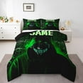 thumbnail image 2 of Erosebridal Mystery Hacker Bedding King Comforter Set, 3D Print Down Comforter, Neon Green, Reversible 3-Piece, 2 of 8