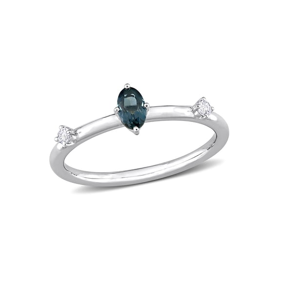 1/3 Carat (Ctw) London Blue Topaz Ring in 10K White Gold with White Topaz