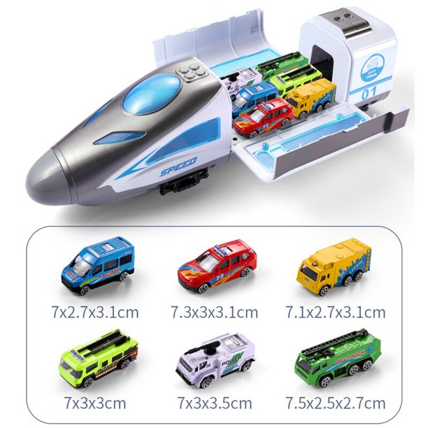 Juego de coches de juguete para niños pequeños, tren de Ciudad de aleación fundido a presión, con vehículos de luz y sonido heqiyong LED