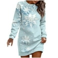 thumbnail image 2 of Christmas Dress For Women 2024 Long Sleeve Lapel Loose Crewneck Casual Funny Party Sweater Long Skirt Dress Light Blue XXL, 2 of 3
