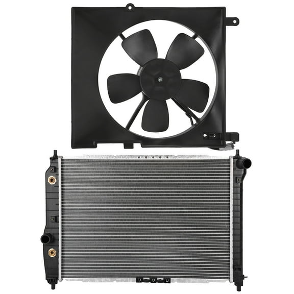 cciyu 2873 Radiator 621590, 96536666,93740672 Radiator Cooling Fan Assembly Replacement for 2005-2008 for Chevrolet for Aveo 1.6L 2006-2008 for Chevrolet for Aveo5 1.6L 2005-2008 for Pontiac