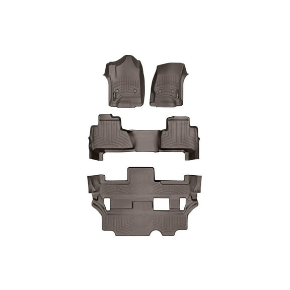 WeatherTech Custom Fit FloorLiners compatible with Tahoe, Yukon - Complete Set (1st, 2nd, & 3rd Row), Cocoa