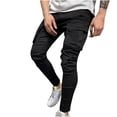 thumbnail image 5 of Women's Plus Size Jeans Wide Leg Jeans Mid Ripped Frayed Hem Casual Stretch Tight Trousers Denim Pants For Women 4-16 Black,8, 5 of 7
