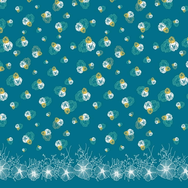 Soimoi Moss Georgette Fabric Leaves & Flower Panel Fabric Prints By Yard 42 Inch Wide