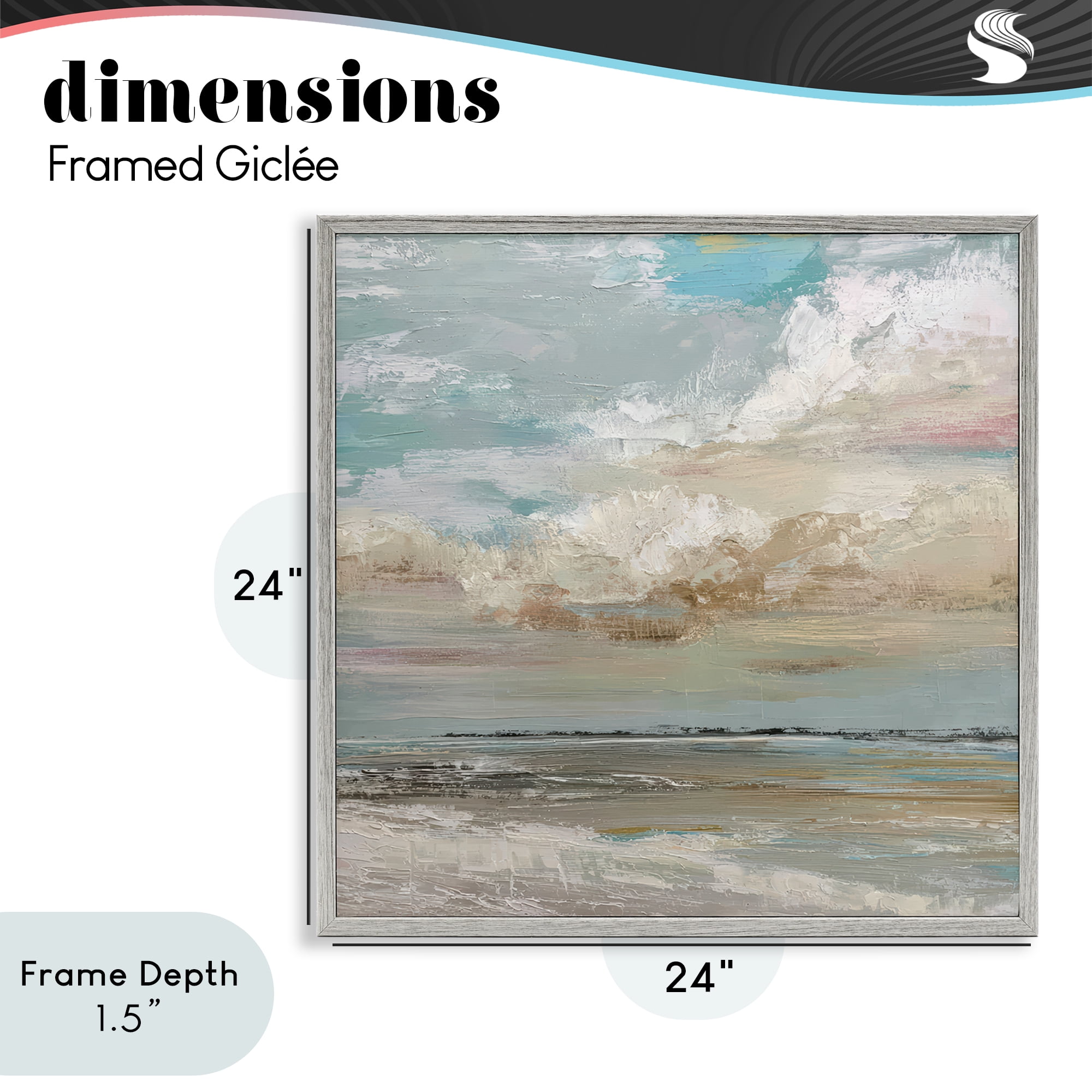 Stupell Industries Cloudy Beach Brushstrokes Gray Framed Giclee Art, design by Kim Curinga