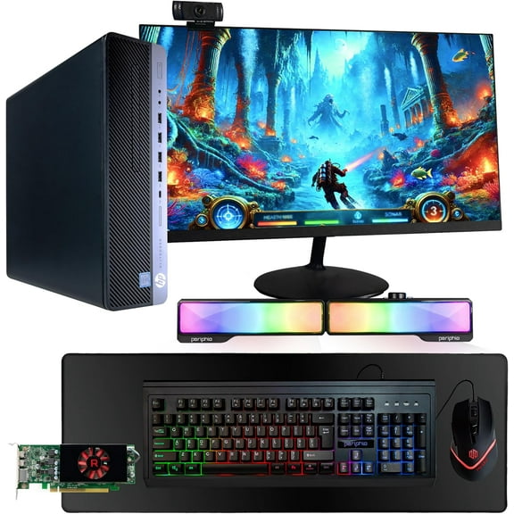 Restored HP Prebuilt Gaming Desktop PC Intel i5   Radeon RX550 4GB GPU 1080p Gaming PC 16GB DDR4 RAM 500GB SSD Wi-Fi AX200 5G   Bluetooth Windows 11 Pro 24in LCD Monitor (Refurbished)