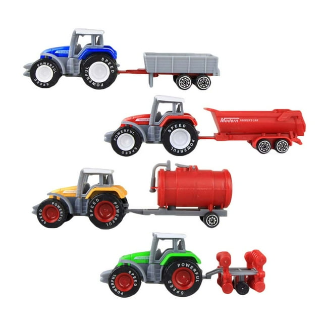 4pcs Simulation Farm Tractor Model Truck Engineering Vehicles Toys for Kids Children
