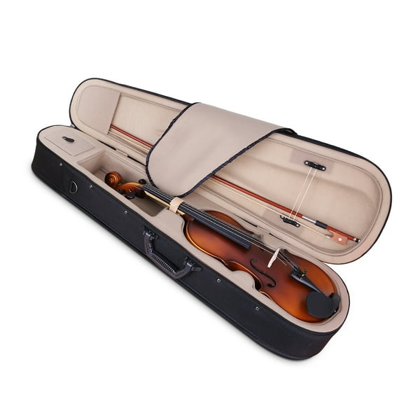 Matte Acoustic 4/4 Violin Fiddle White Pine Topboard Maple Backboard Sideboard with Carry Case Shoulder Rest Tuner Strings Rosin