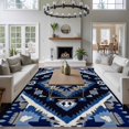thumbnail image 4 of Boho Navy Blue Grey Large Area Rugs for Bedroom Living Room, Soft Non Slip Carpet Bedside Rug, Ethnic Geometric Southwestern Vintage Rectangular Floor Cover Kitchen Accent Rug 5'x7' for Office, 4 of 9