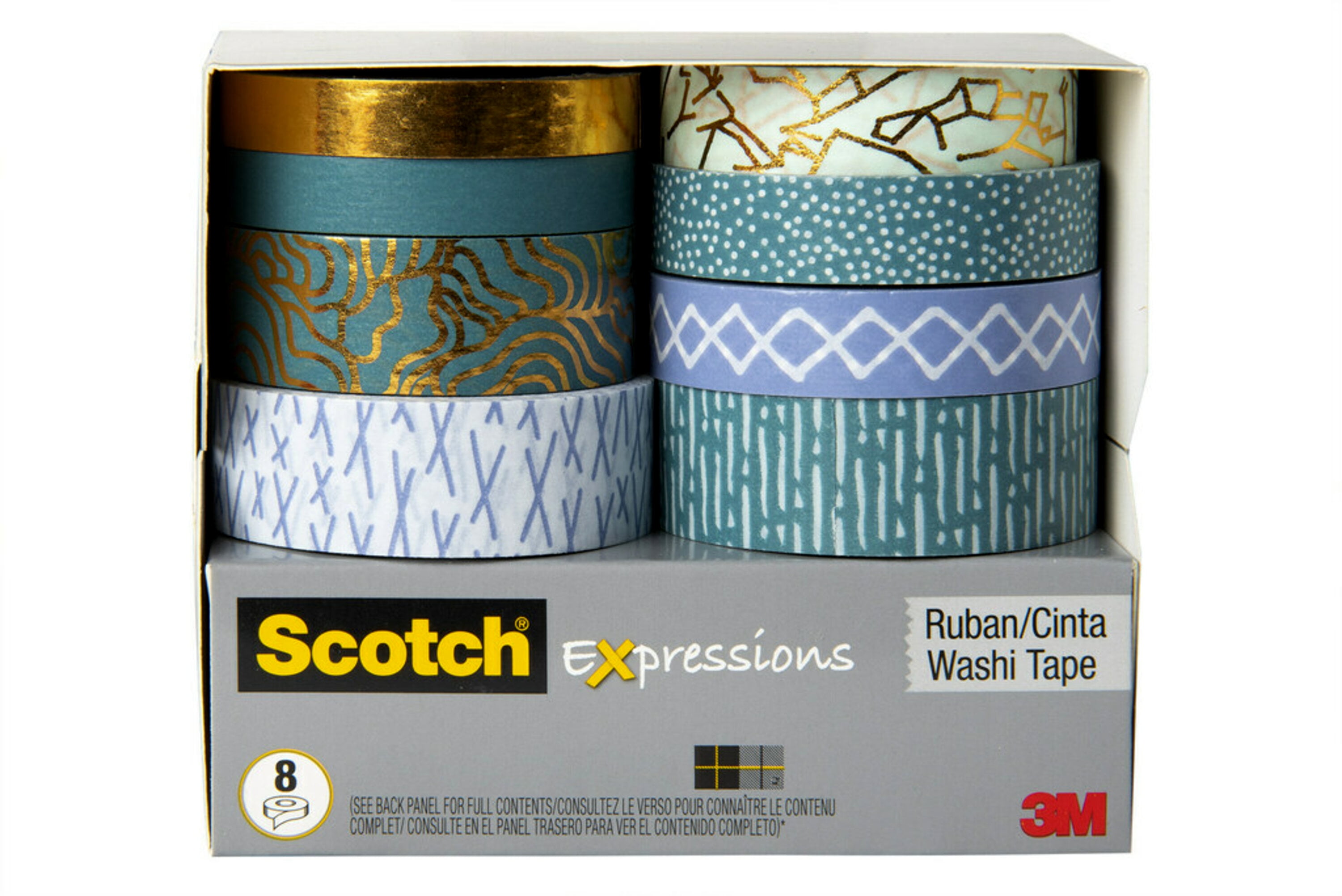 Scotch Expressions Washi Tape, Multicolors, 8 Rolls/Pack