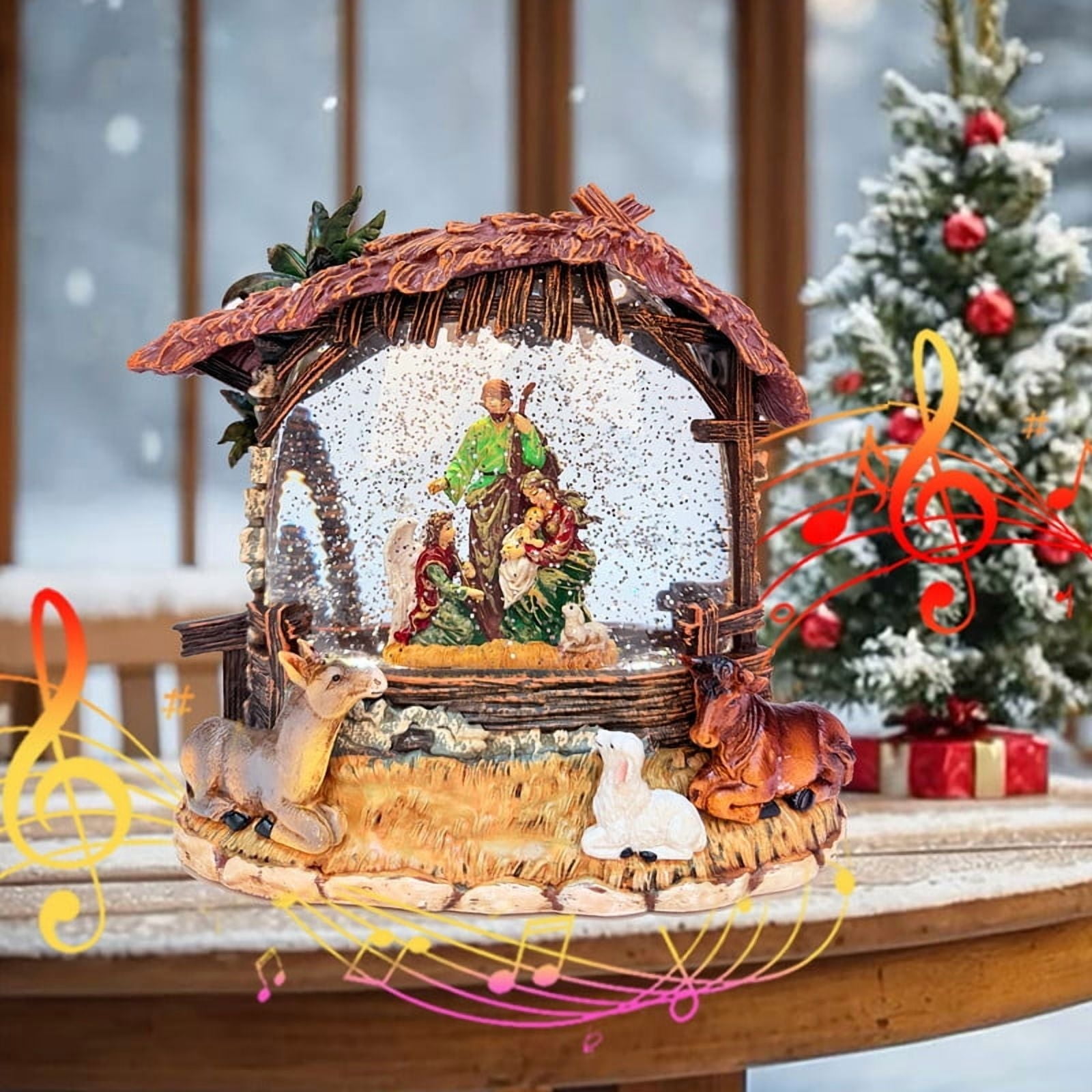 Northlight 9" LED Lighted Crystal Glitter Snow Globe Christmas House Decoration - Battery Operated (Clear)
