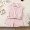 thumbnail image 2 of Toddler Boys and Girls Summer Clothes Sleeveless Ribbed Solid Tank Top and Shorts Casual Outfit Pink 2-3 Years, 2 of 7